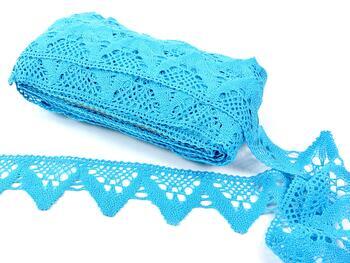 Cotton bobbin lace 75221, width 65 mm, turquoise - 1
