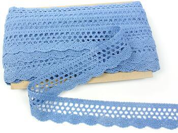 Cotton bobbin lace 75231, width 40 mm, sky blue - 1