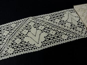 Cotton bobbin lace insert 75233, width 40 mm, ecru - 1