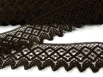 Cotton bobbin lace 75234, width 54 mm, dark brown - 1