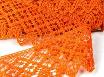 Cotton bobbin lace 75234, width 54 mm, rich orange - 1
