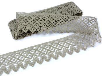 Linen bobbin lace 75234, width 54 mm, 100% linen natural - 1