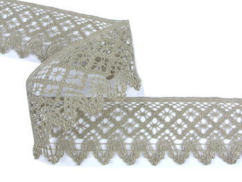 Linen bobbin lace 75234, width 54 mm, 100% linen bleached - 1