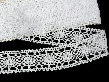 Cotton bobbin lace insert 75235, width 43 mm, white - 1