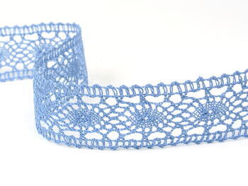 Cotton bobbin lace insert 75235, width 43 mm, sky blue - 1
