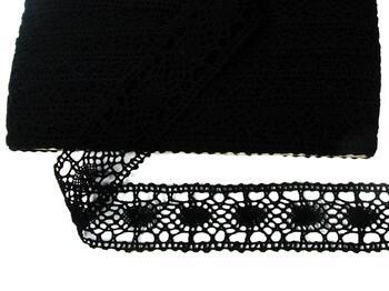Cotton bobbin lace insert 75235, width 43 mm, black - 1