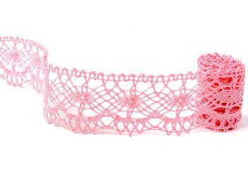 Cotton bobbin lace 75238, width 51 mm, pink - 1