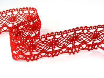 Cotton bobbin lace 75238, width 51 mm, red - 1