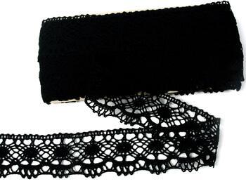 Cotton bobbin lace 75238, width 51 mm, black - 1