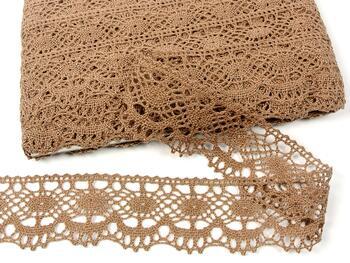 Cotton bobbin lace 75238, width 51 mm, dark beige - 1
