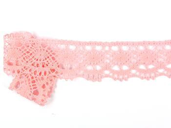 Cotton bobbin lace 75238, width 51 mm, light pink - 1