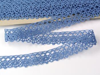 Cotton bobbin lace 75239, width 19 mm, sky blue - 1