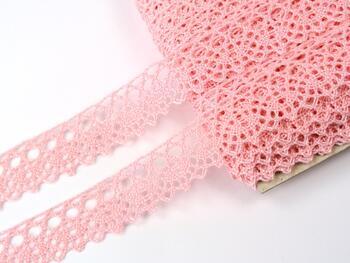 Cotton bobbin lace 75239, width 19 mm, pink - 1