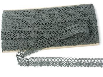 Cotton bobbin lace 75239, width 19 mm, gray - 1