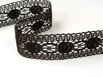 Cotton bobbin lace insert 75249, width 48 mm, dark brown - 1