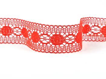 Cotton bobbin lace insert 75249, width 48 mm, red - 1
