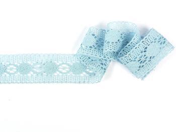 Cotton bobbin lace insert 75249, width 48 mm, pale blue - 1
