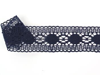 Cotton bobbin lace insert 75249, width 48 mm, black blue - 1