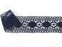 Cotton bobbin lace insert 75249, width 48 mm, black blue - 1/3
