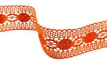 Cotton bobbin lace insert 75249, width 48 mm, rich orange - 1