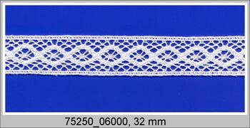 Cotton bobbin lace insert 75250, width 31 mm, light blue