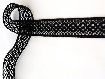 Cotton bobbin lace insert 75250, width 31 mm, black - 1