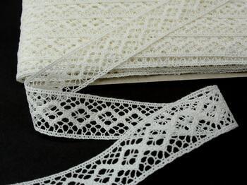 Linen bobbin lace insert 75250, width 31 mm, 100% linen bleached - 1