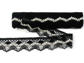 Cotton bobbin lace 75251, width 50 mm, black/ecru - 1