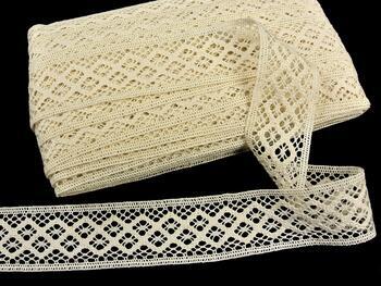 Cotton bobbin lace insert 75252, width 45 mm, ecru - 1