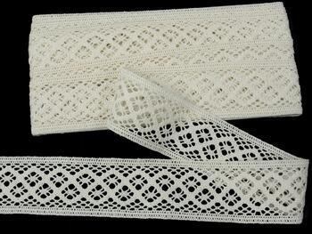 Cotton bobbin lace insert 75252, width 45 mm, ivory - 1