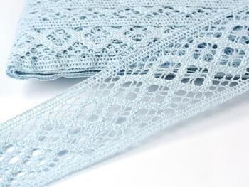 Cotton bobbin lace insert 75252, width 45 mm, light blue - 1