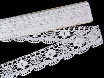 Cotton bobbin lace 75253, width 50 mm, white - 1