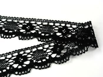 Cotton bobbin lace 75253, width 50 mm, black - 1