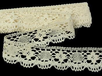 Cotton bobbin lace 75253, width 50 mm, ecru - 1