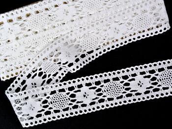 Cotton bobbin lace insert 75254, width 48 mm, white - 1
