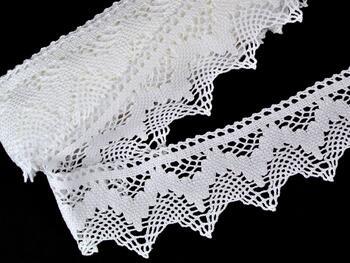 Cotton bobbin lace 75256, width 80 mm, white - 1