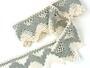 Cotton bobbin lace 75256, width 80 mm, ecru/dark linen gray - 1/3