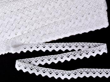 Cotton bobbin lace 75259, width 17 mm, white - 1