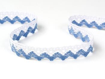 Cotton bobbin lace 75259, width 17 mm, white/sky blue - 1