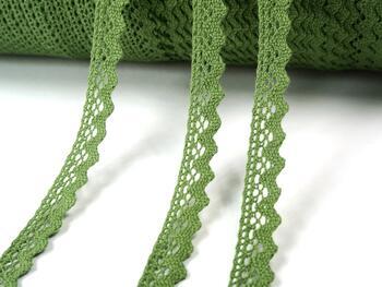 Cotton bobbin lace 75259, width 17 mm, green olive - 1