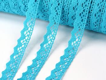 Cotton bobbin lace 75259, width 17 mm, turquoise - 1