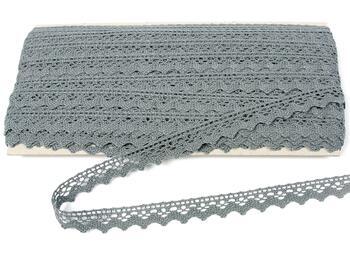 Cotton bobbin lace 75259, width 17 mm, gray - 1