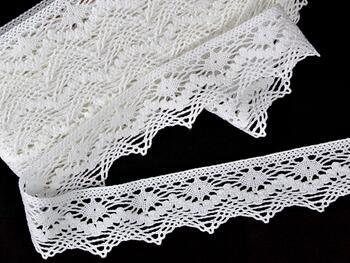Cotton bobbin lace 75251, width 50 mm, white - 1