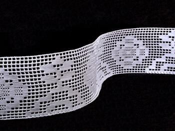 Cotton bobbin lace insert 75125, width 83 mm, white - 1