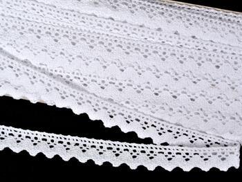 Cotton bobbin lace 75260, width 22 mm, white - 1