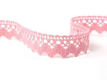 Cotton bobbin lace 75260, width 22 mm, pink - 1