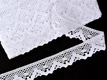 Cotton bobbin lace 75261, width 40 mm, white - 1