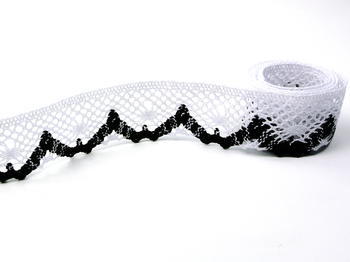 Bobbin lace No. 75261 white/black | 30 m - 1
