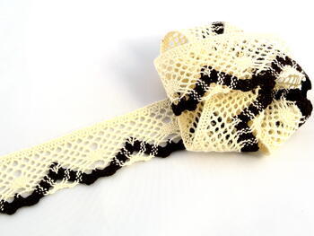 Bobbin lace No. 75261 ecru/dark brown | 30 m