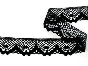 Cotton bobbin lace 75261, width 40 mm, black - 1